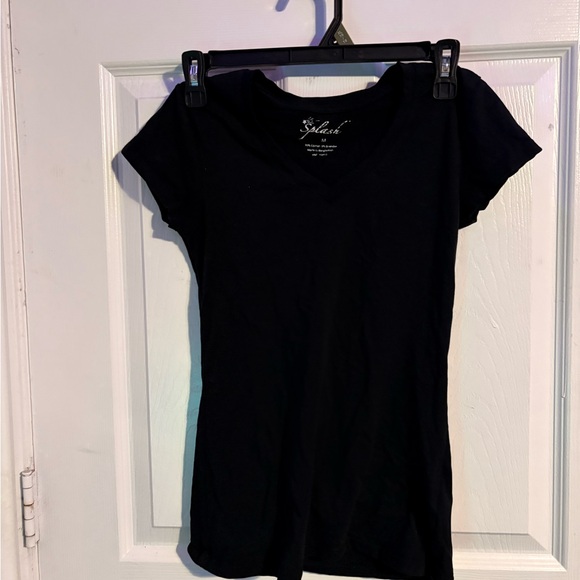 Splash Black Short Sleeve V-Neck Tee - Picture 1 of 3